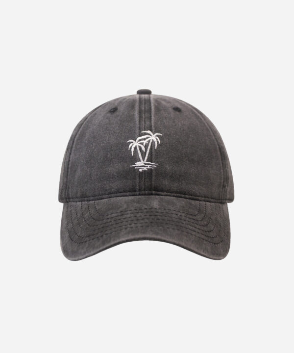 Palm Tree Embroidered Washed Cotton Baseball Cap Adjustable Dad Hat