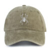 Spider Embroidered Washed Cotton Baseball Cap Adjustable Dad Hat for Men Women