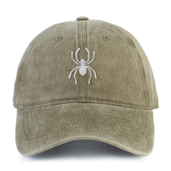 Spider Embroidered Washed Cotton Baseball Cap Adjustable Dad Hat for Men Women
