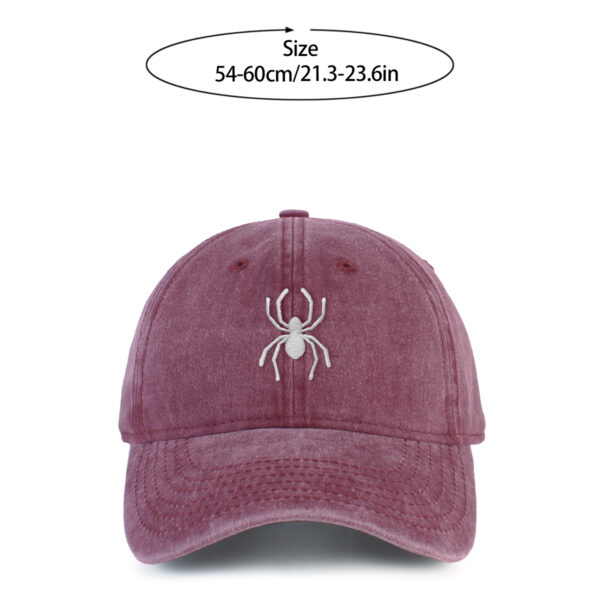 Spider Embroidered Washed Cotton Baseball Cap Adjustable Dad Hat for Men Women