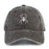 Spider Embroidered Washed Cotton Baseball Cap Adjustable Dad Hat for Men Women