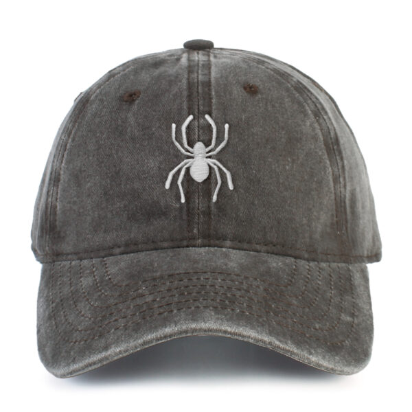 Spider Embroidered Washed Cotton Baseball Cap Adjustable Dad Hat for Men Women