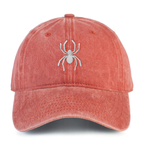 Spider Embroidered Washed Cotton Baseball Cap Adjustable Dad Hat for Men Women