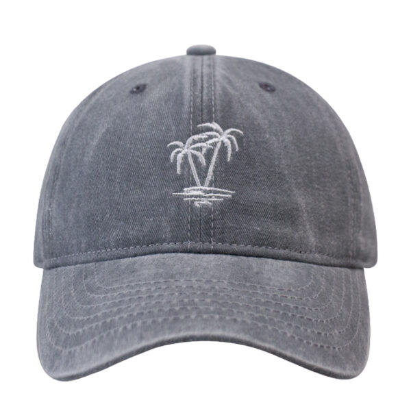 Palm Tree Embroidered Washed Cotton Baseball Cap Adjustable Dad Hat