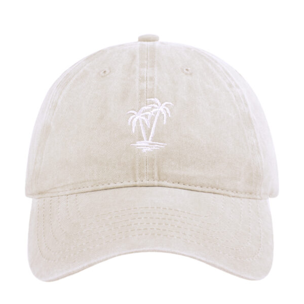 Palm Tree Embroidered Washed Cotton Baseball Cap Adjustable Dad Hat
