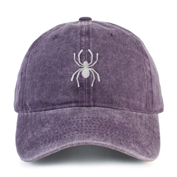 Spider Embroidered Washed Cotton Baseball Cap Adjustable Dad Hat for Men Women
