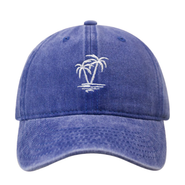 Palm Tree Embroidered Washed Cotton Baseball Cap Adjustable Dad Hat
