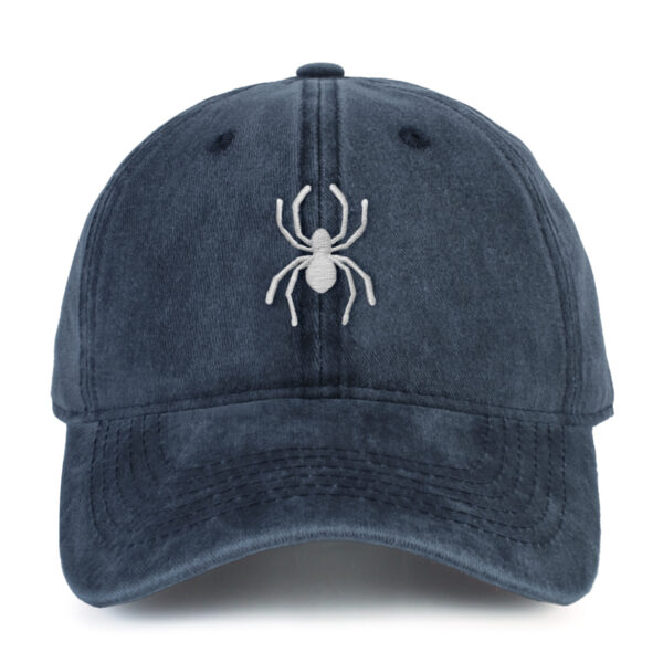 Spider Embroidered Washed Cotton Baseball Cap Adjustable Dad Hat for Men Women
