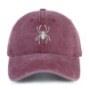 Spider Embroidered Washed Cotton Baseball Cap Adjustable Dad Hat for Men Women