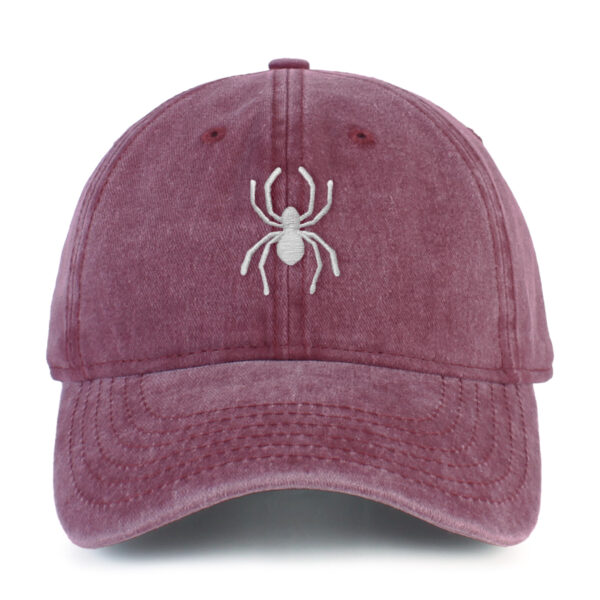 Spider Embroidered Washed Cotton Baseball Cap Adjustable Dad Hat for Men Women