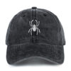 Spider Embroidered Washed Cotton Baseball Cap Adjustable Dad Hat for Men Women