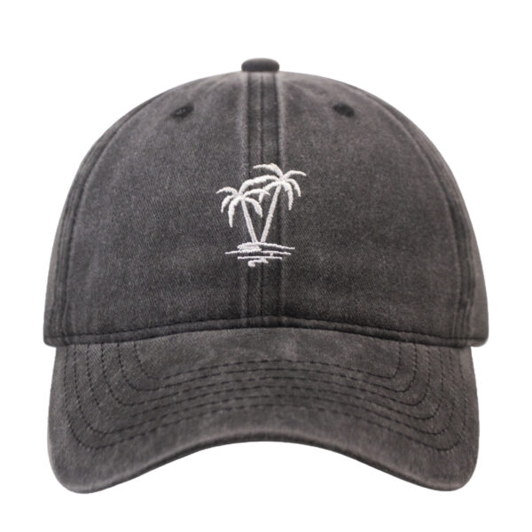 Palm Tree Embroidered Washed Cotton Baseball Cap Adjustable Dad Hat